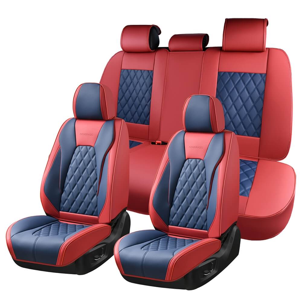 5 Seats Coverado Front and Rear Covers Set for Cars with Diamond Design Auto Protectors Universal Fit