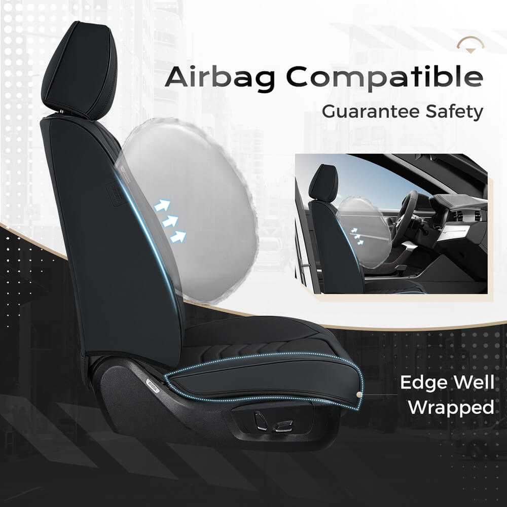 Coverado 5 Seats Full Set Front and Back Seat Covers Faux Leather Auto Interior Seats Universal Fit