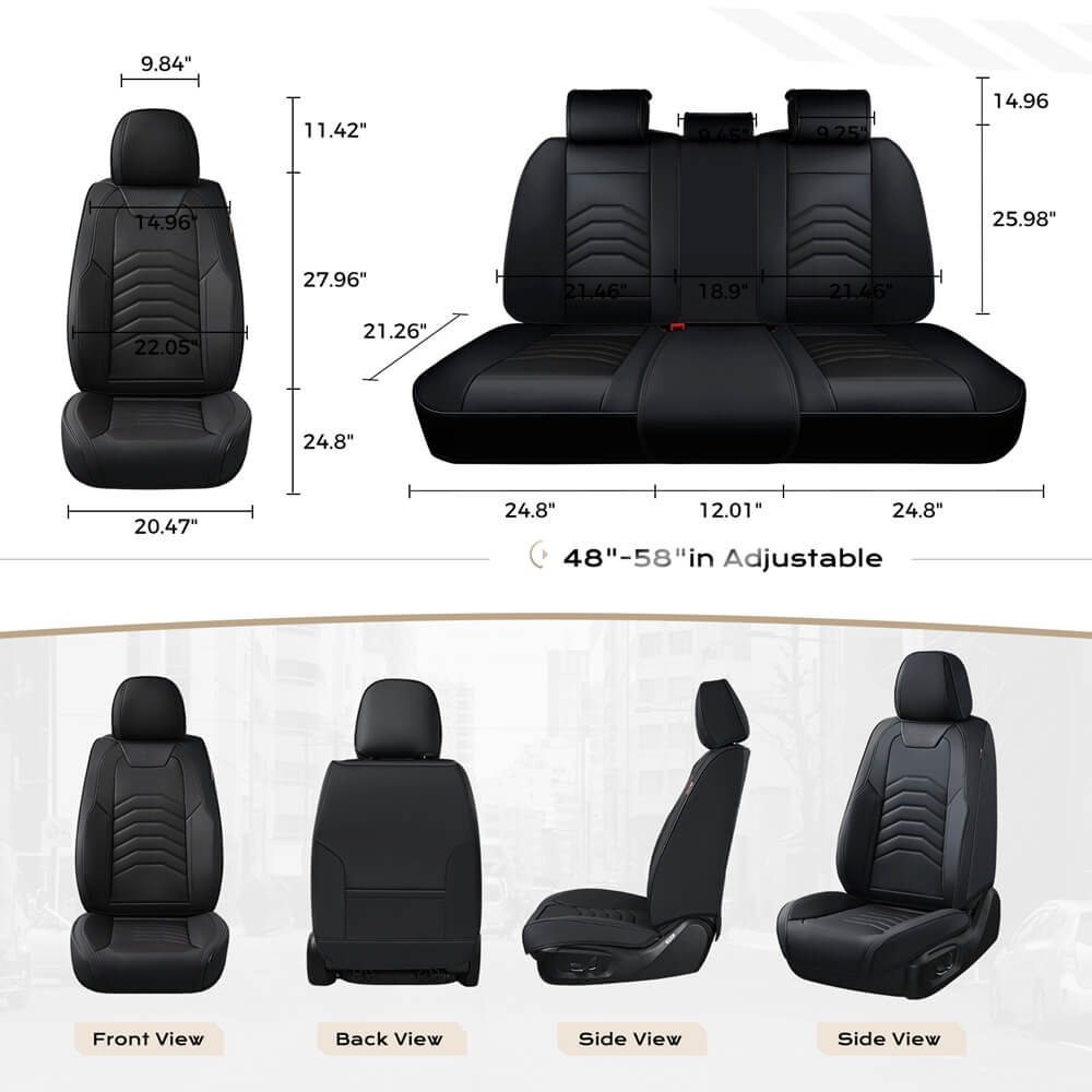 Coverado 5 Seats Full Set Front and Back Seat Covers Faux Leather Auto Interior Seats Universal Fit