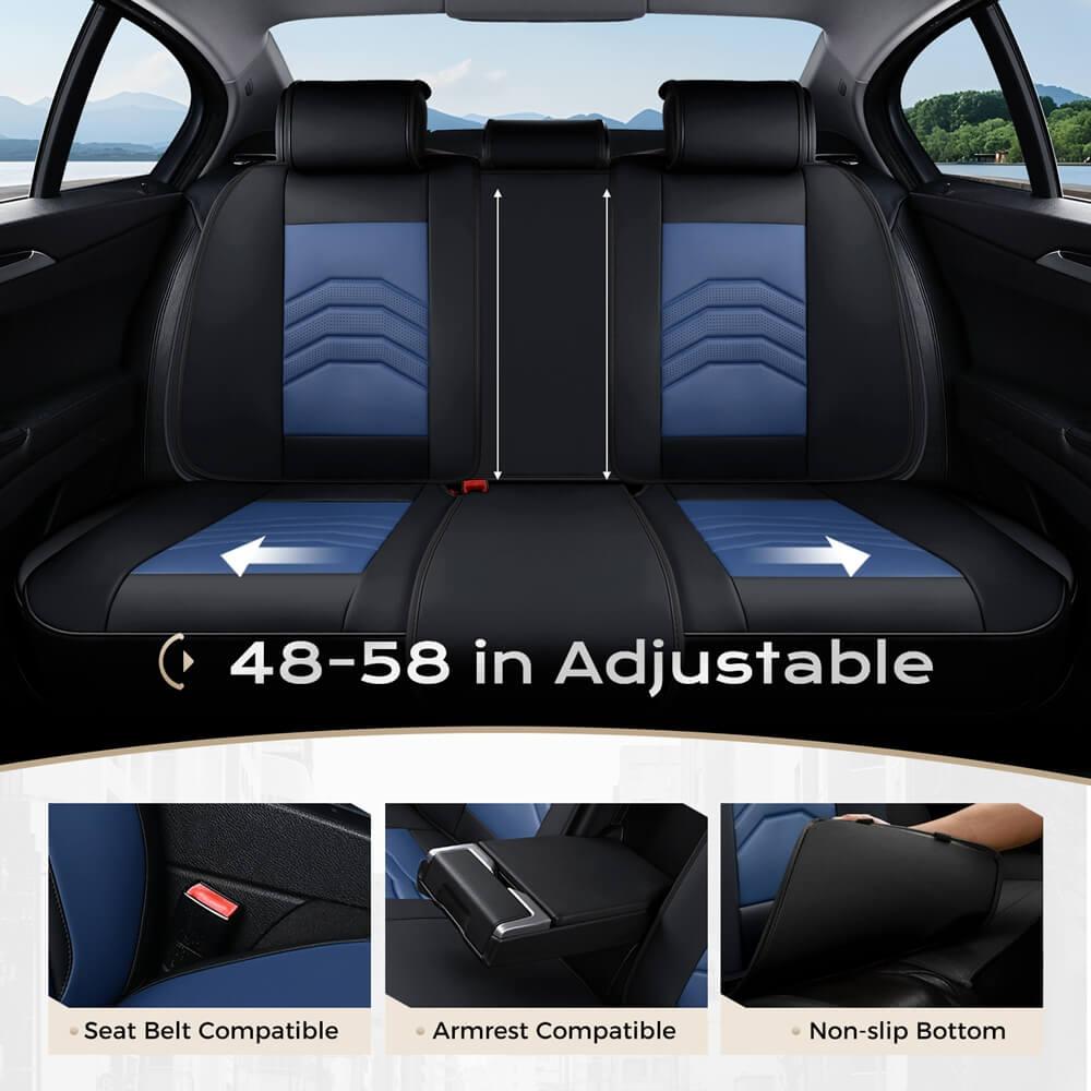 Coverado 5 Seats Full Set Front and Back Seat Covers Faux Leather Auto Interior Seats Universal Fit