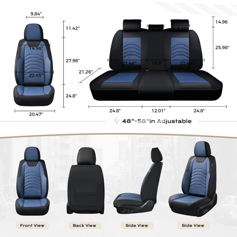 Coverado 5 Seats Full Set Front and Back Seat Covers Faux Leather Auto Interior Seats Universal Fit