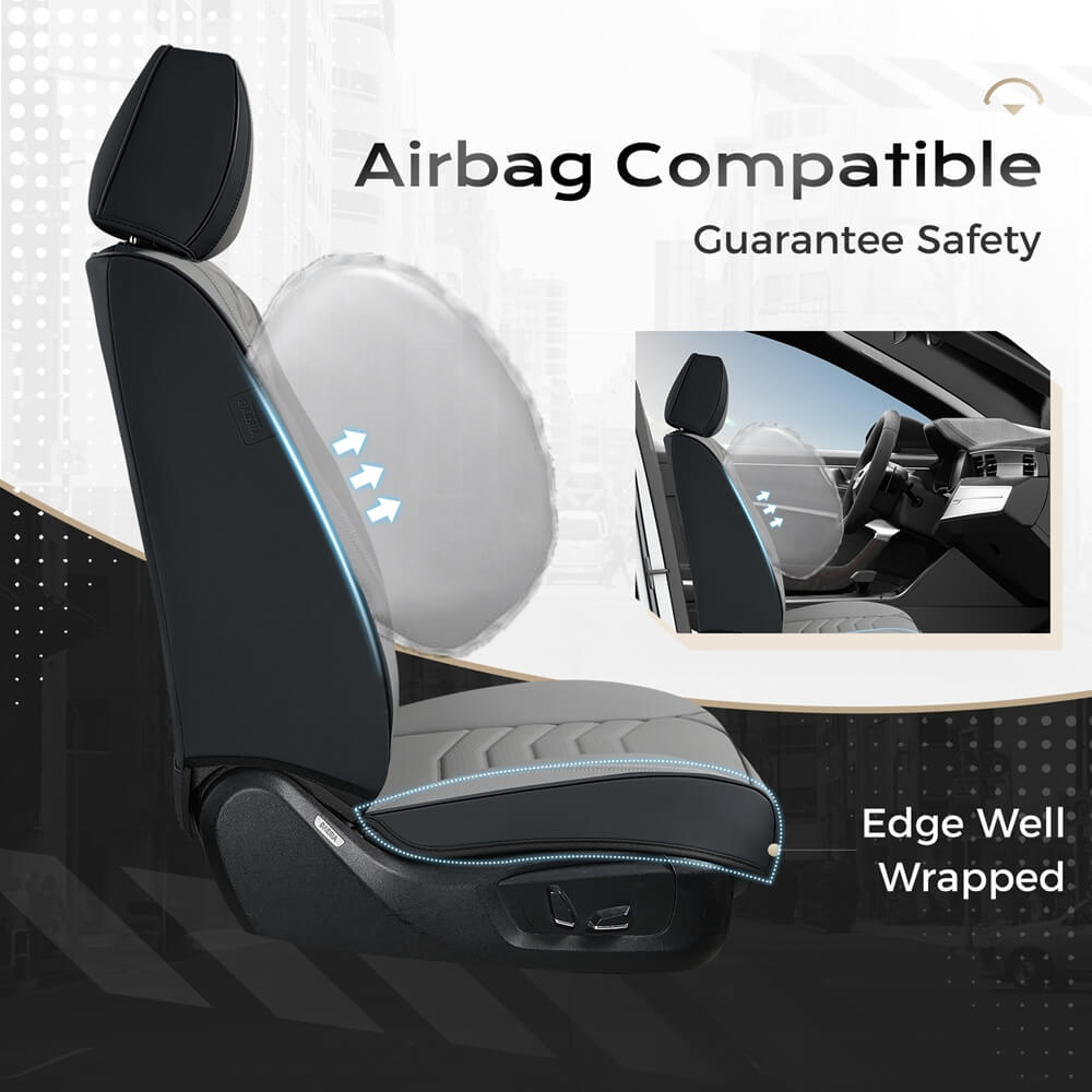 Coverado 5 Seats Full Set Front and Back Seat Covers Faux Leather Auto Interior Seats Universal Fit