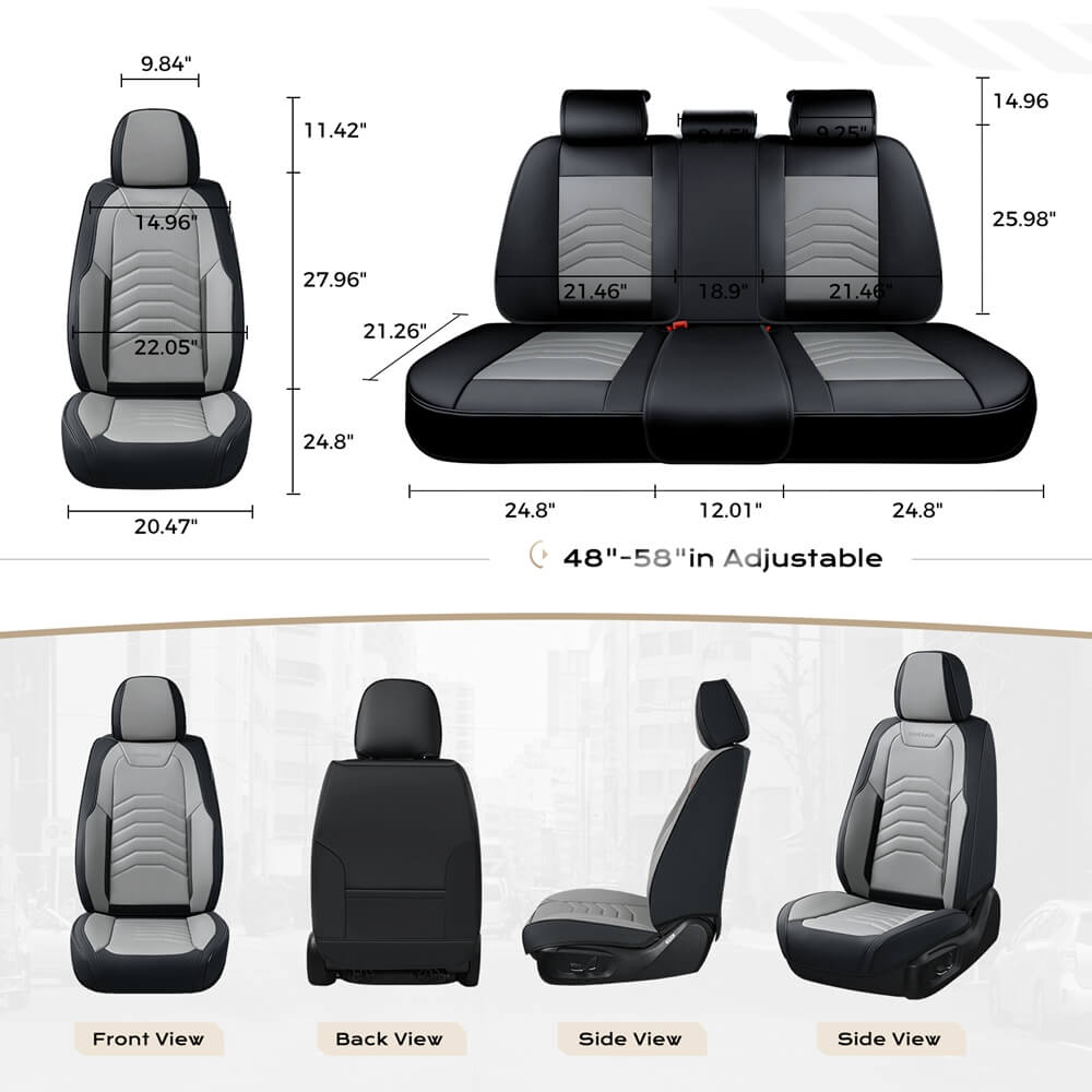 Coverado 5 Seats Full Set Front and Back Seat Covers Faux Leather Auto Interior Seats Universal Fit