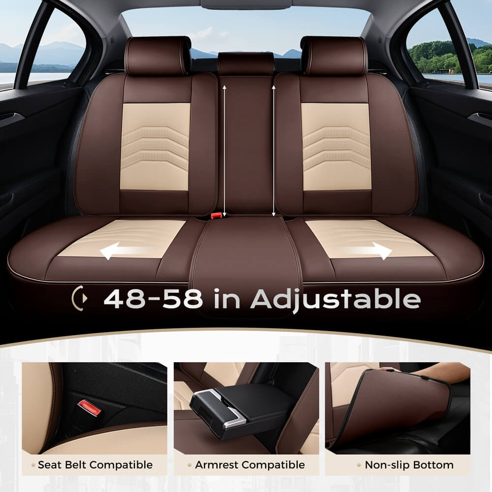 Coverado 5 Seats Full Set Front and Back Seat Covers Faux Leather Auto Interior Seats Universal Fit