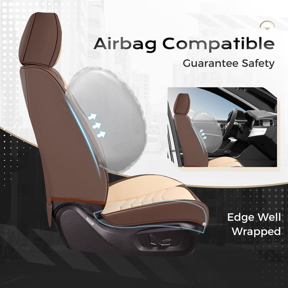 Coverado 5 Seats Full Set Front and Back Seat Covers Faux Leather Auto Interior Seats Universal Fit