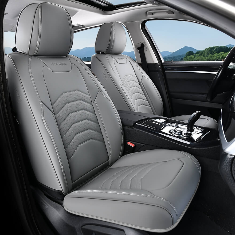 Coverado 5 Seats Full Set Front and Back Seat Covers Faux Leather Auto Interior Seats Universal Fit
