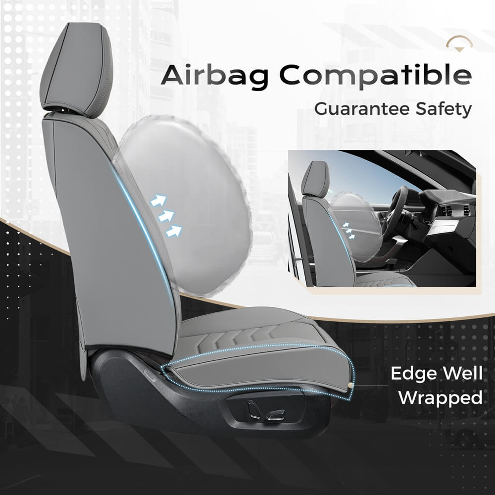 Coverado 5 Seats Full Set Front and Back Seat Covers Faux Leather Auto Interior Seats Universal Fit