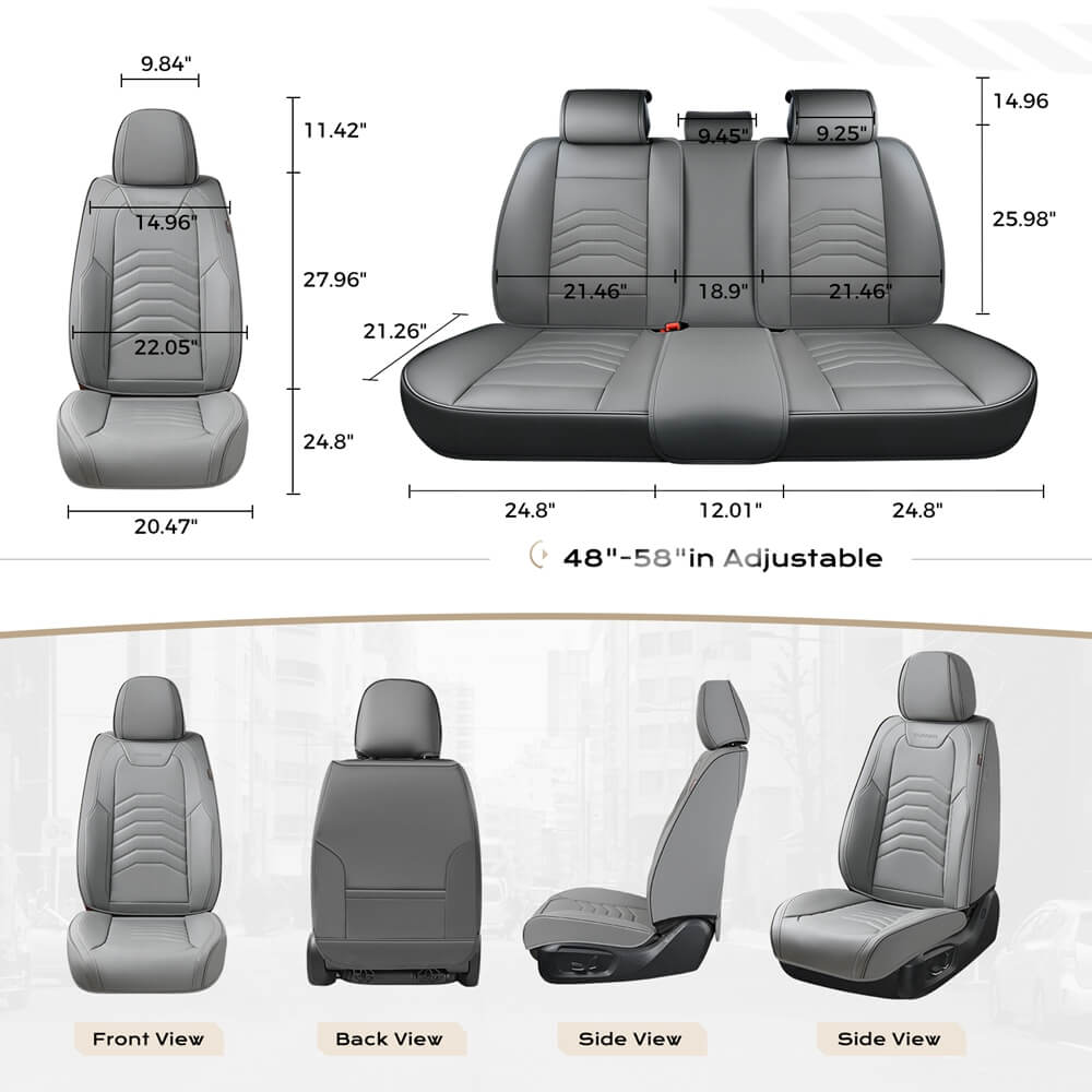 Coverado 5 Seats Full Set Front and Back Seat Covers Faux Leather Auto Interior Seats Universal Fit