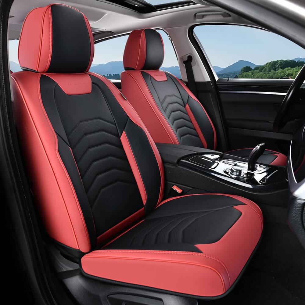 Coverado 5 Seats Full Set Front and Back Seat Covers Faux Leather Auto Interior Seats Universal Fit