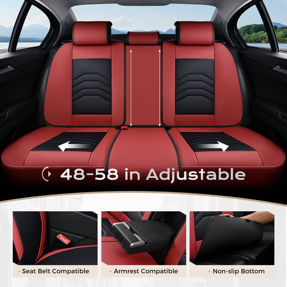 Coverado 5 Seats Full Set Front and Back Seat Covers Faux Leather Auto Interior Seats Universal Fit