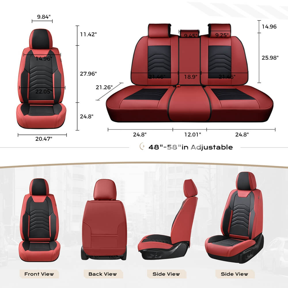 Coverado 5 Seats Full Set Front and Back Seat Covers Faux Leather Auto Interior Seats Universal Fit