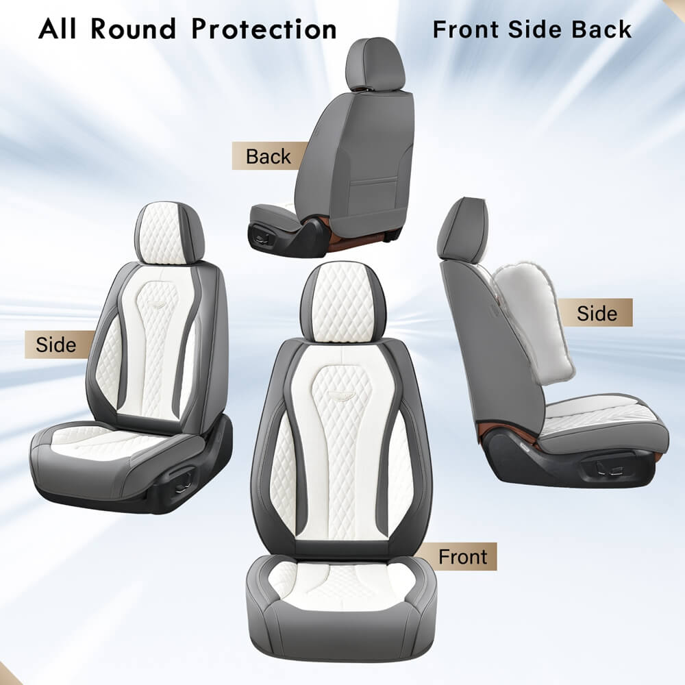 Coverado 5 Seats Car Seat Covers Front and Rear Seat Full Set Premium Leather Seat Protector Universal Fit