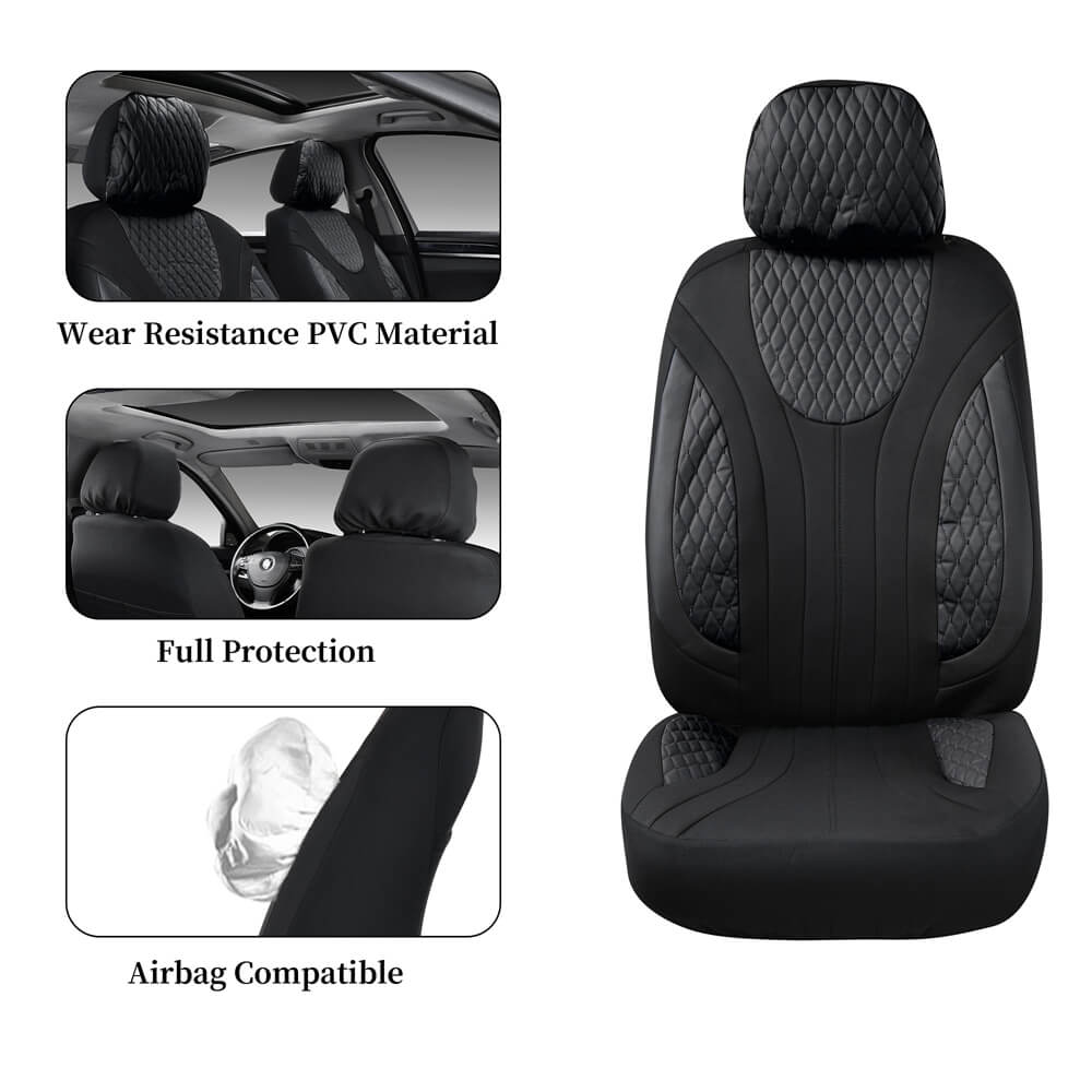 Coverado Full Set Car Seat Covers PVC Front and Back Seat Covers 11 Pieces Universal Fit