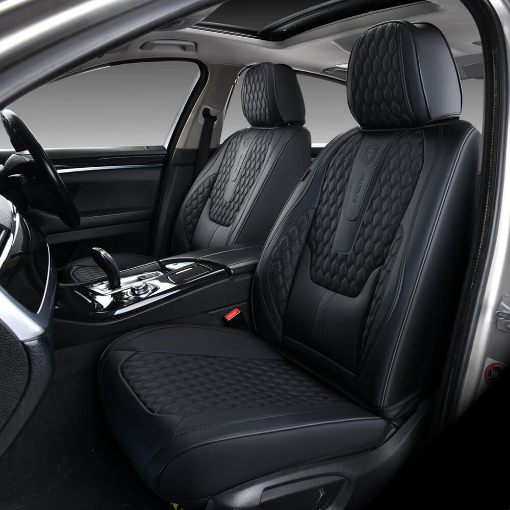 Coverado Full Set Car Seat Covers Universal Fit Premium Leather Waterproof Auto Seat Protectors
