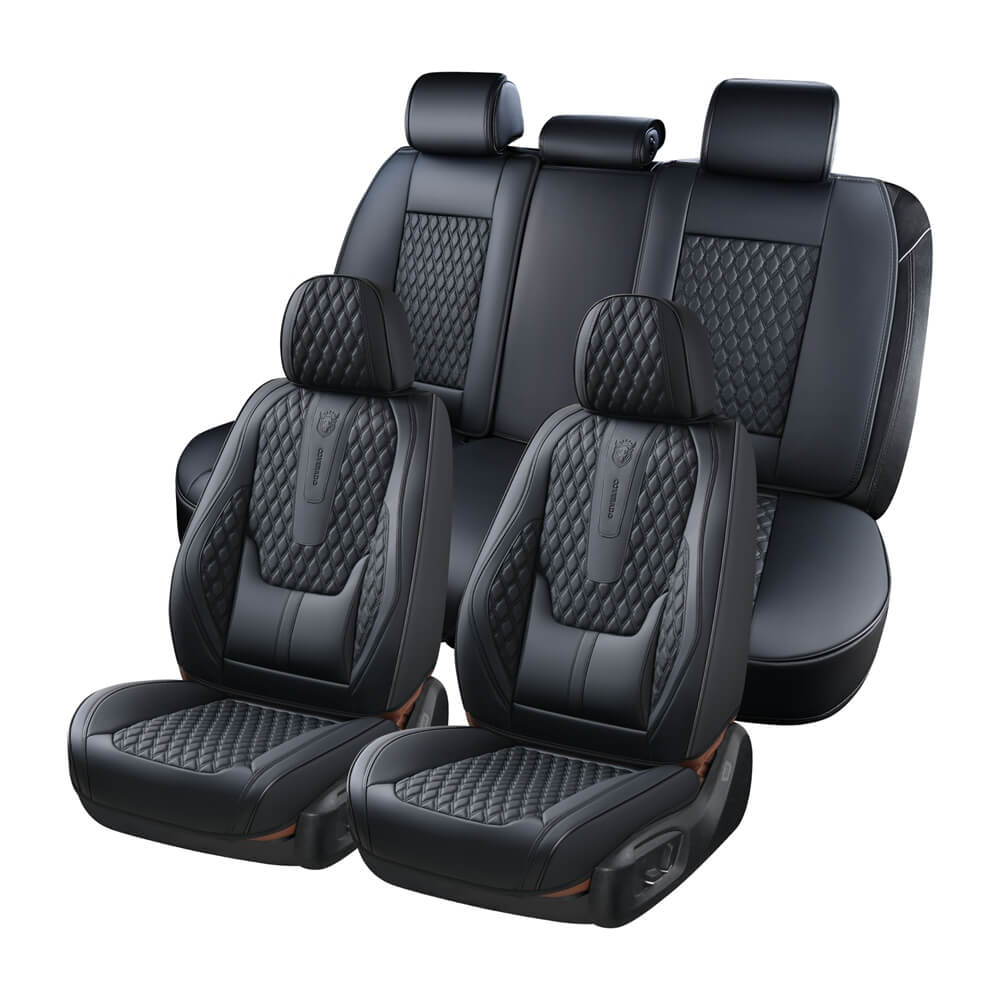 Coverado Nappa Leather Full Set Seat Covers Universal Fit Waterproof Auto Vehicle Seat Protectors