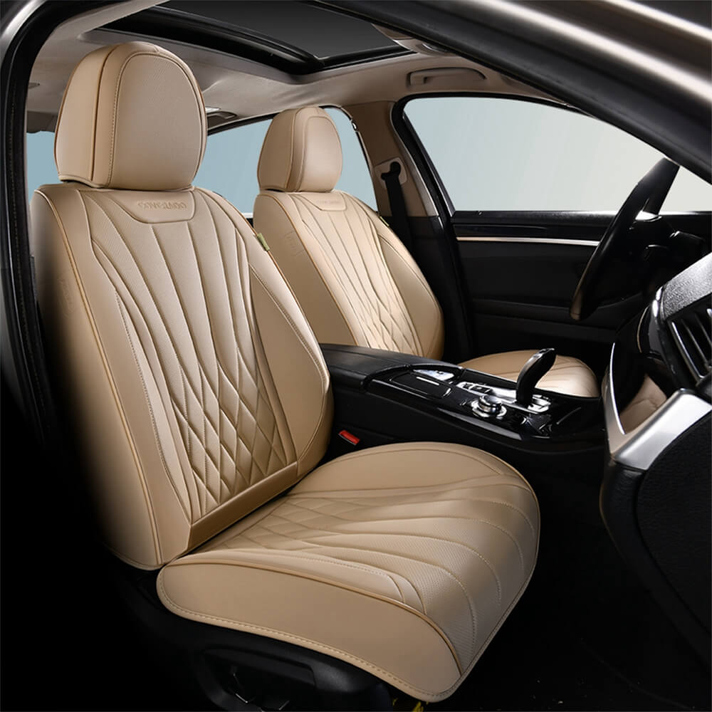 Coverado Car Front and Back Seat Covers Set Premium Leatherette Water Resistant Seat Protectors Universal Fit
