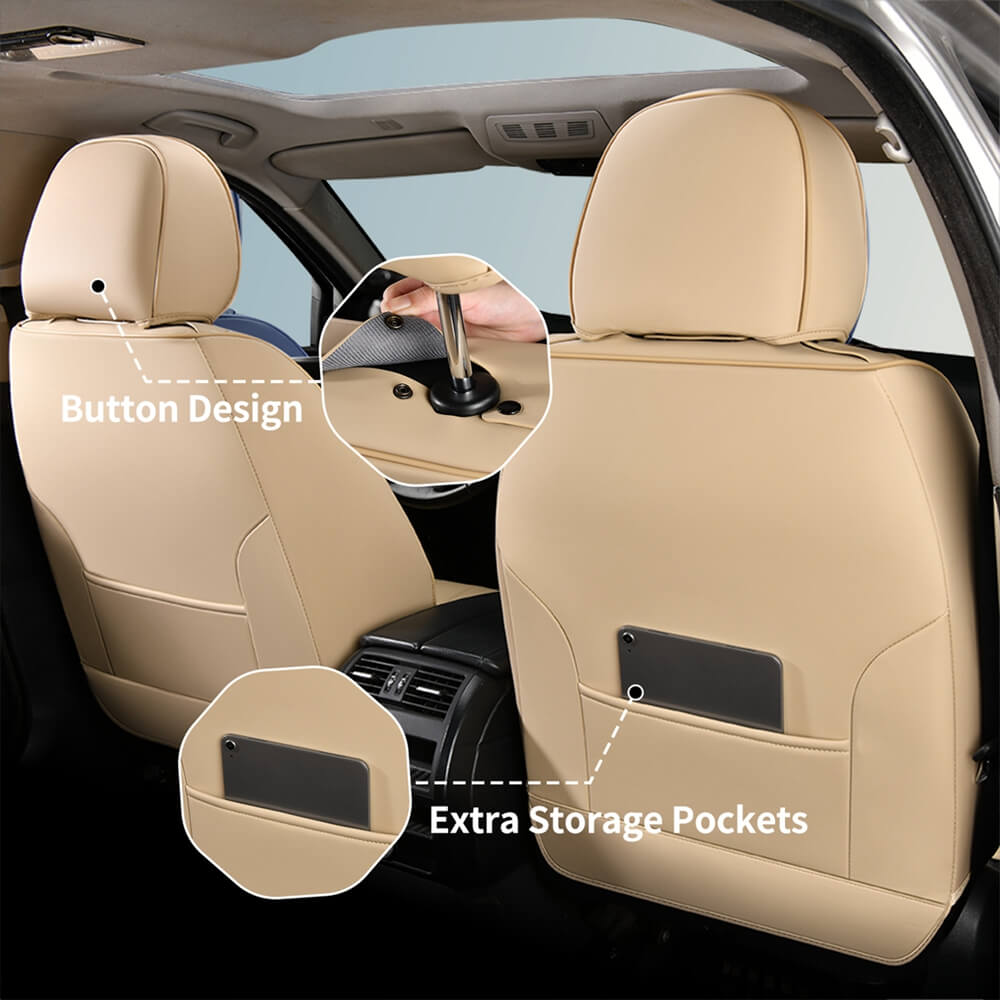 Coverado Car Front and Back Seat Covers Set Premium Leatherette Water Resistant Seat Protectors Universal Fit