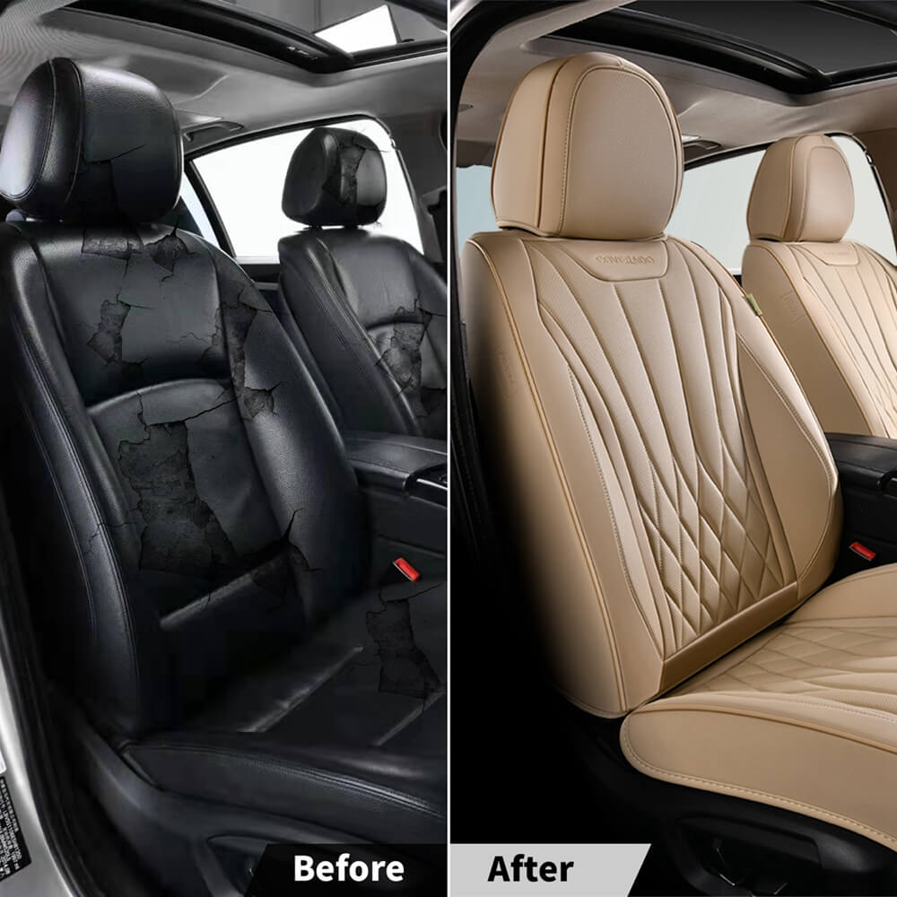 Coverado Car Front and Back Seat Covers Set Premium Leatherette Water Resistant Seat Protectors Universal Fit