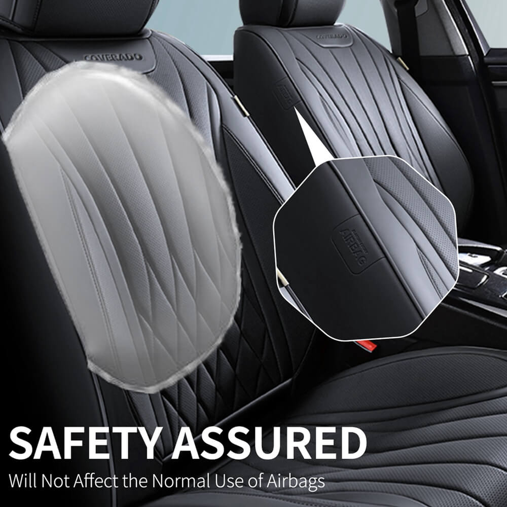 Coverado Car Front and Back Seat Covers Set Premium Leatherette Water Resistant Seat Protectors Universal Fit