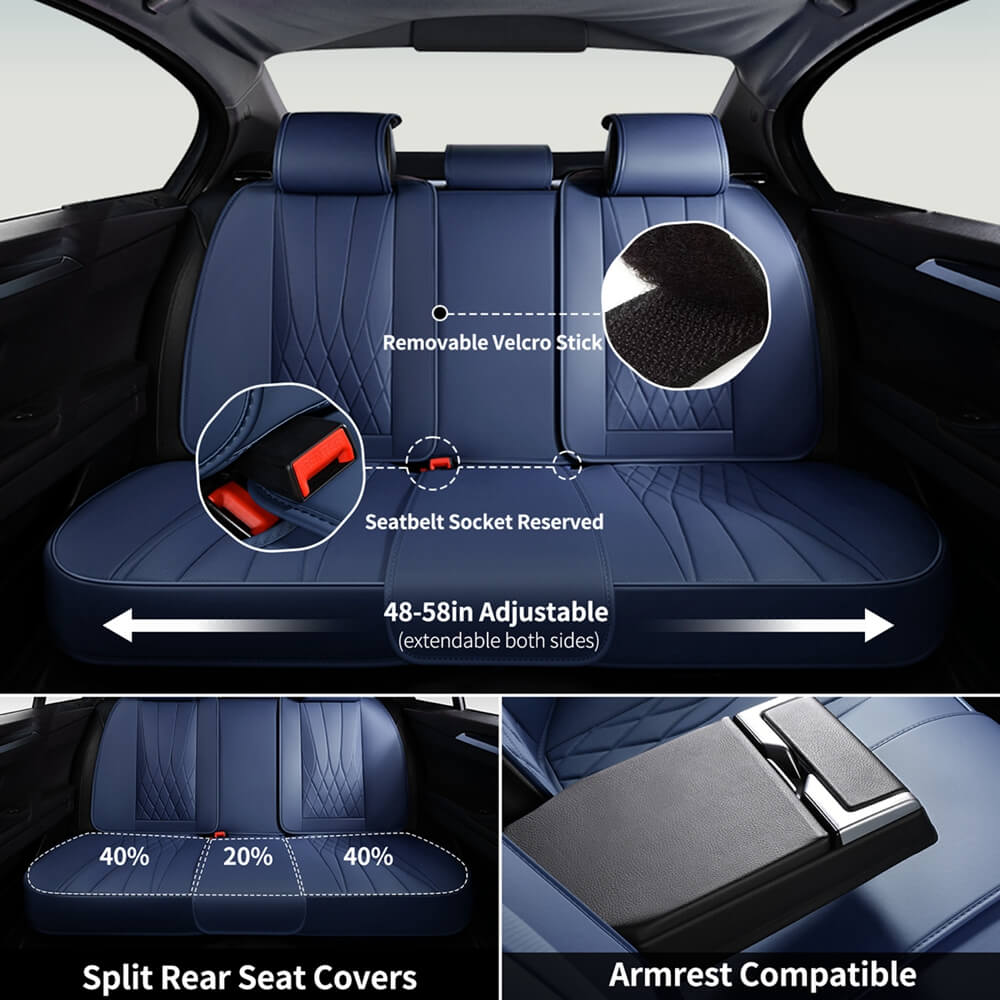 Coverado Car Front and Back Seat Covers Set Premium Leatherette Water Resistant Seat Protectors Universal Fit