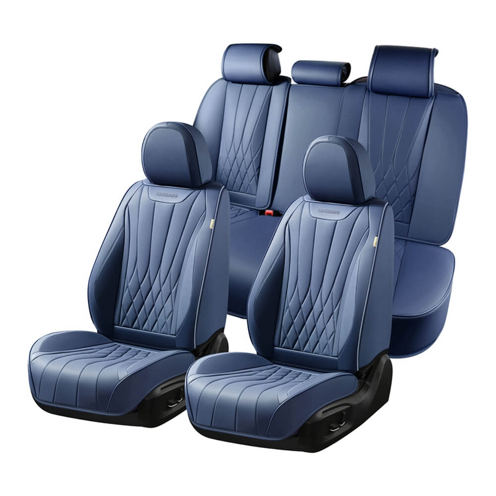 Coverado Car Front and Back Seat Covers Set Premium Leatherette Water Resistant Seat Protectors Universal Fit