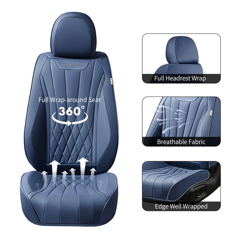 Coverado Car Front Seat Covers 2-Seat Premium Leatherette Water Resistant Seat Protectors Universal Fit