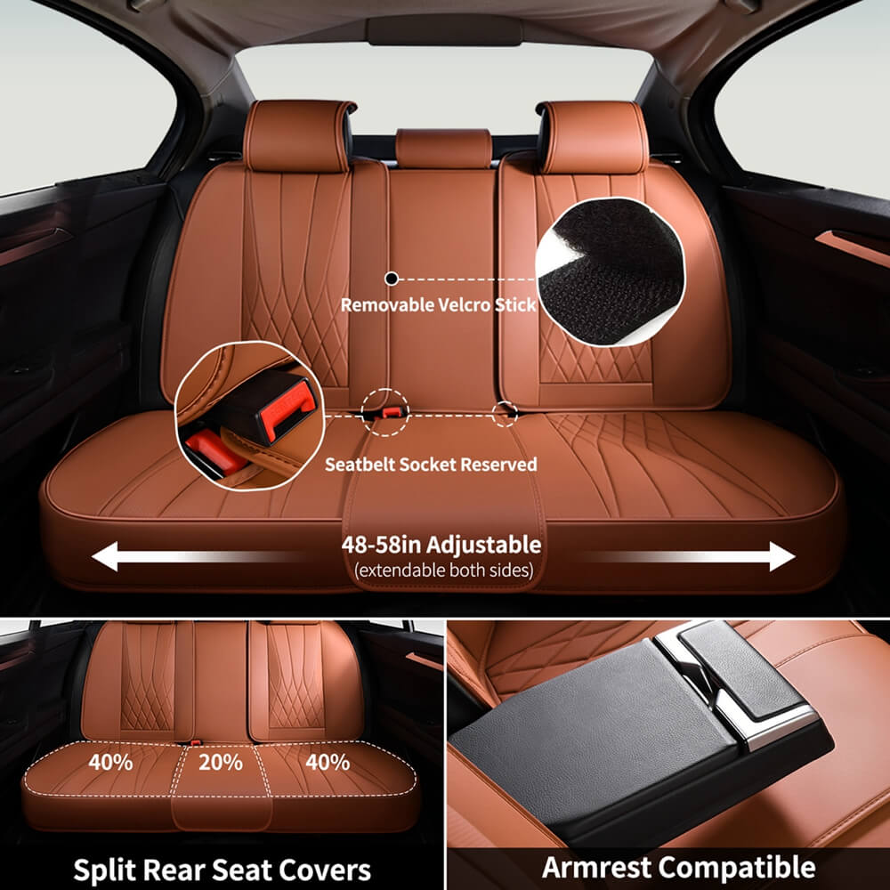 Coverado Car Front and Back Seat Covers Set Premium Leatherette Water Resistant Seat Protectors Universal Fit