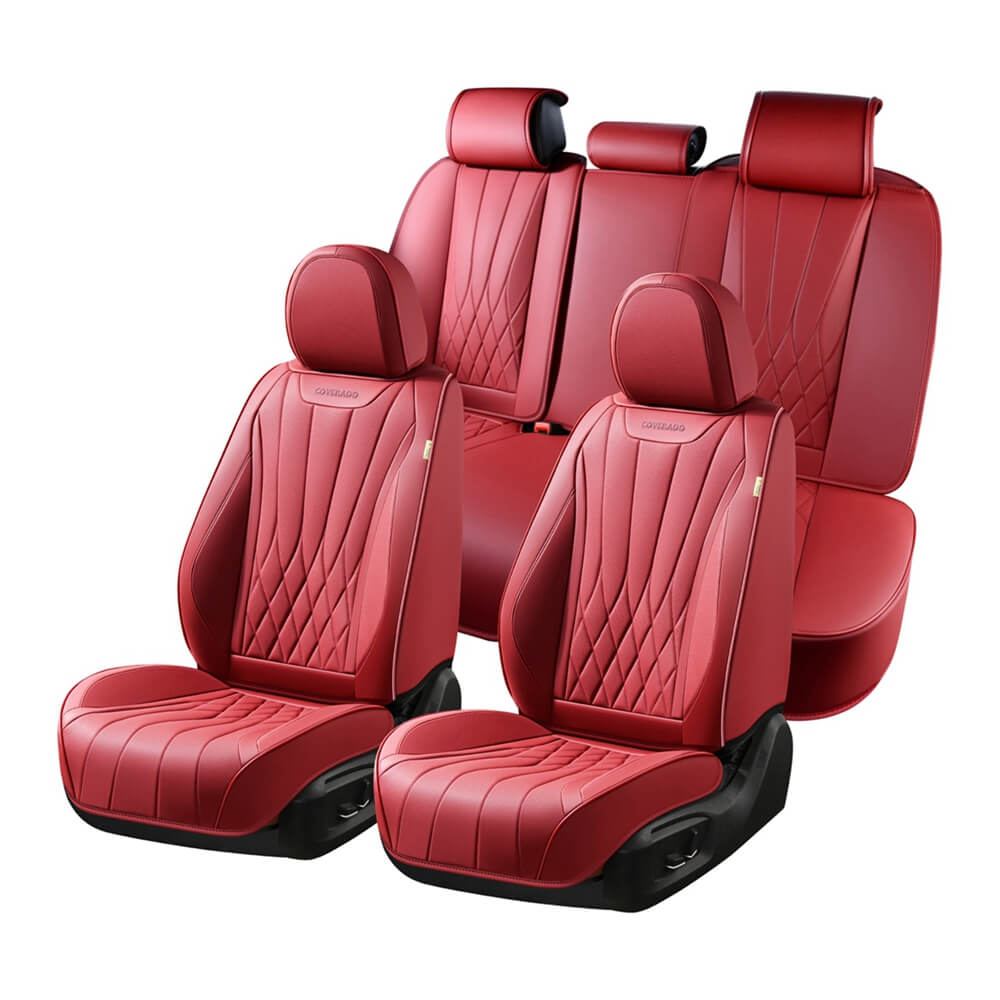 Coverado Car Front and Back Seat Covers Set Premium Leatherette Water Resistant Seat Protectors Universal Fit