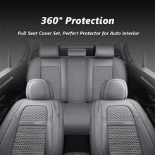 Load image into Gallery viewer, Coverado Front and Back Seat Covers Full Set 5 Seats Faux Leather &amp; Woven Fabric Breathable Universal Fit