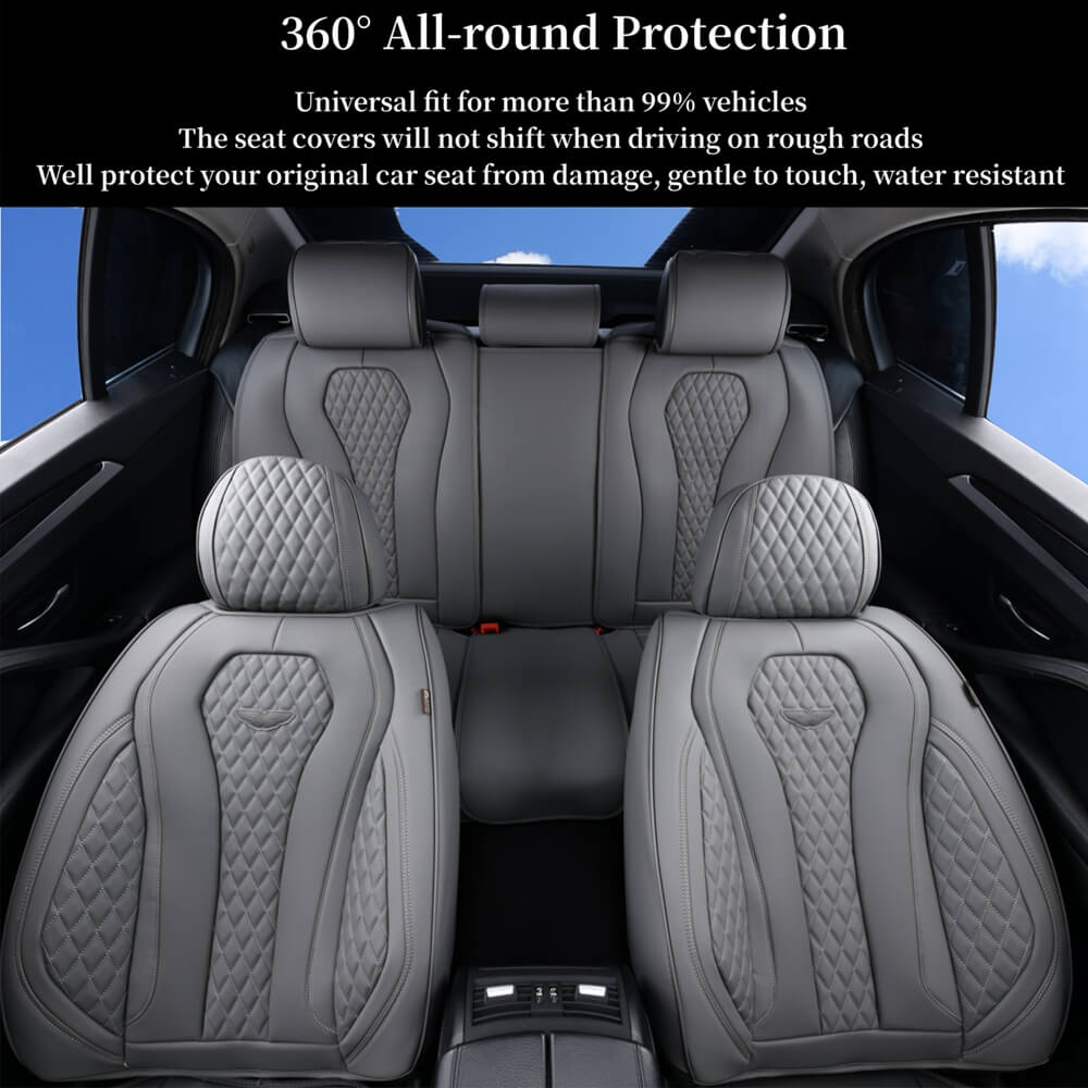 Coverado Front and Back Seat Cover Premium Leatherette Full Set Model SCU018 Waterproof Universal Fit