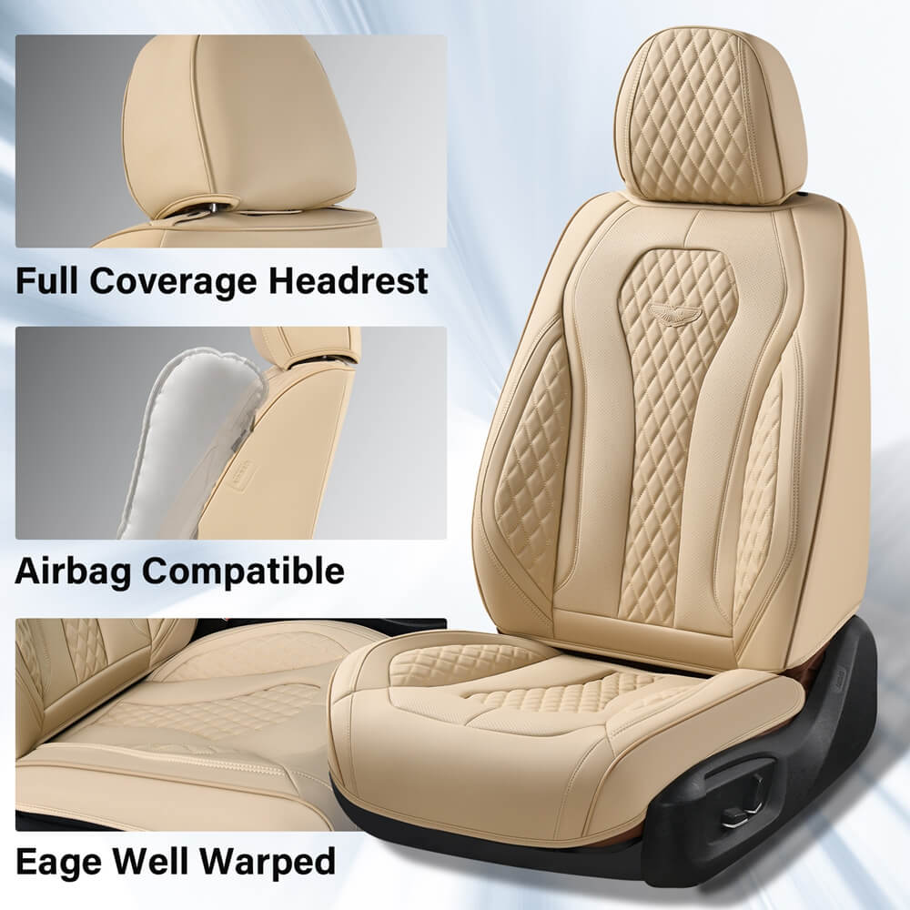 Coverado Front and Back Seat Covers for Cars Premium Leatherette Auto Seat Protectors Water Resistant Universal Fit