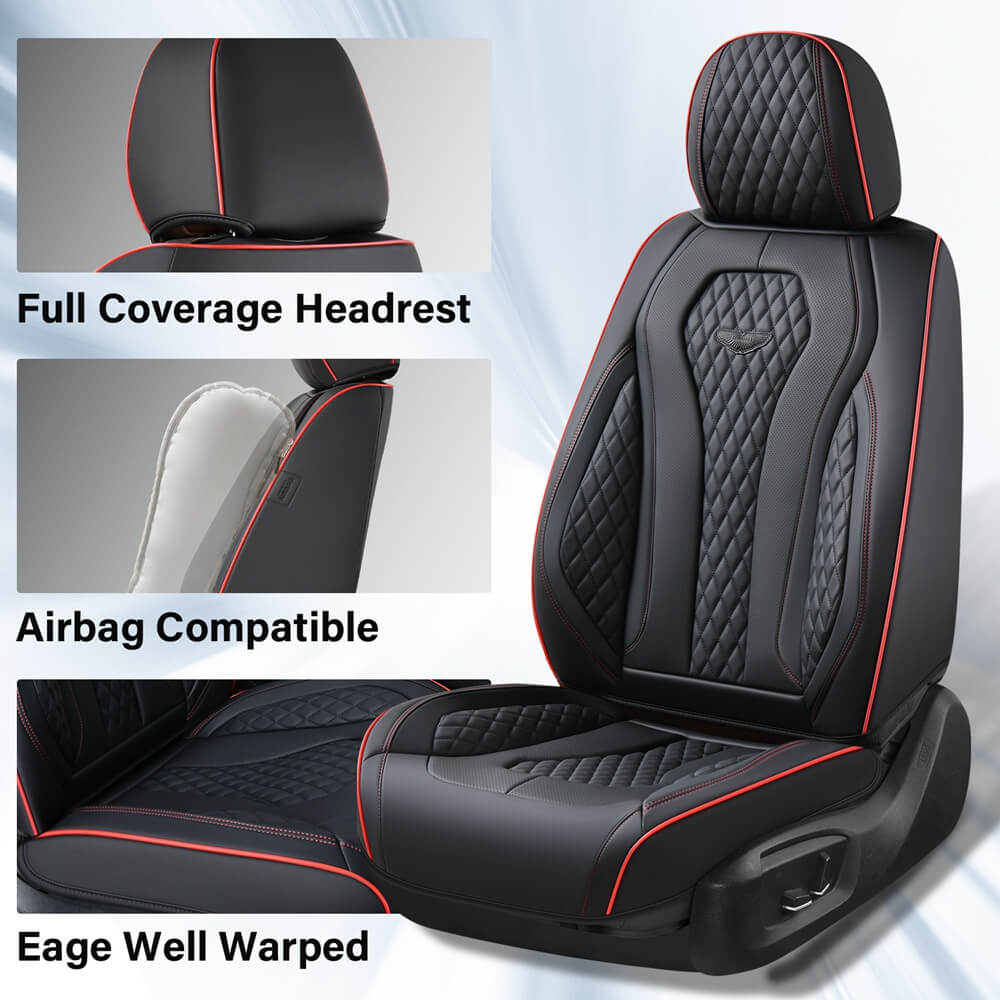 Coverado Front and Back Seat Covers for Cars Premium Leatherette Auto Seat Protectors Water Resistant Universal Fit