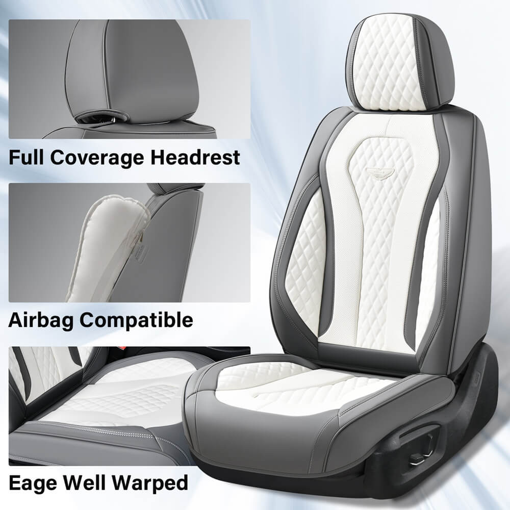 Coverado Front and Back Seat Covers for Cars Premium Leatherette Auto Seat Protectors Water Resistant Universal Fit