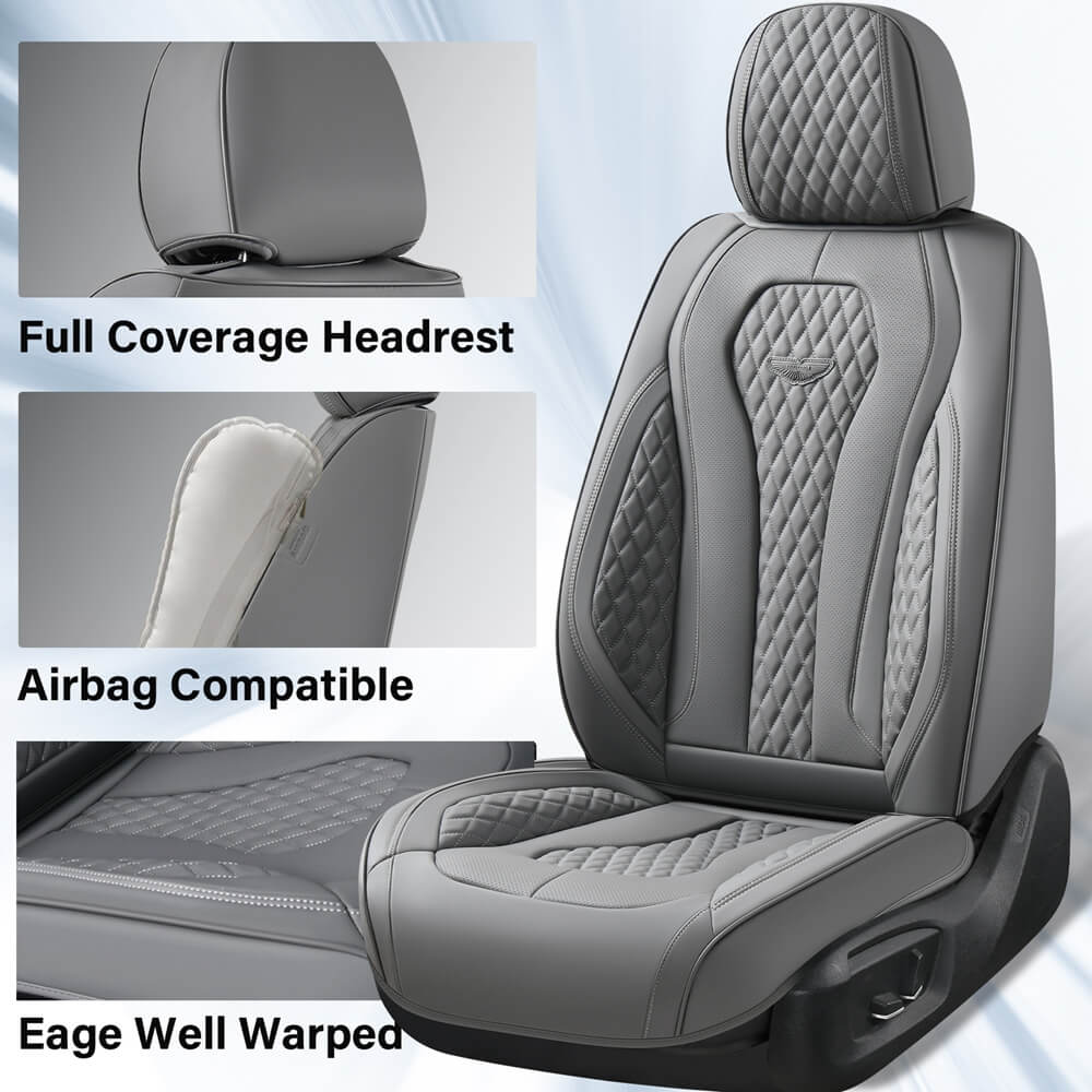 Coverado 2 Seats Driver Passenger Premium Leather Front Car Seat Covers Luxury Auto Seat Protectors Universal Fit