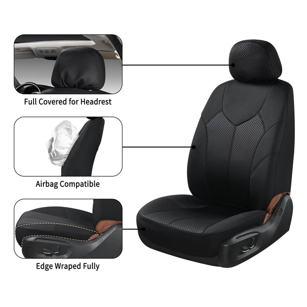 Coverado PVC Front and Back Seat Covers Comfortable and Fashion Seat Protectors Universal Fit