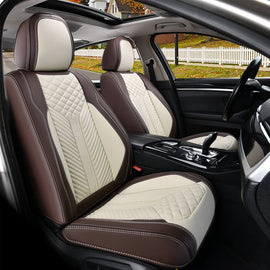 Coverado 5 Seats Front and Rear Full Set Car Seat Covers Premium Leather Full-Coverage Front Seats Auto Seat Protectors Universal Fit