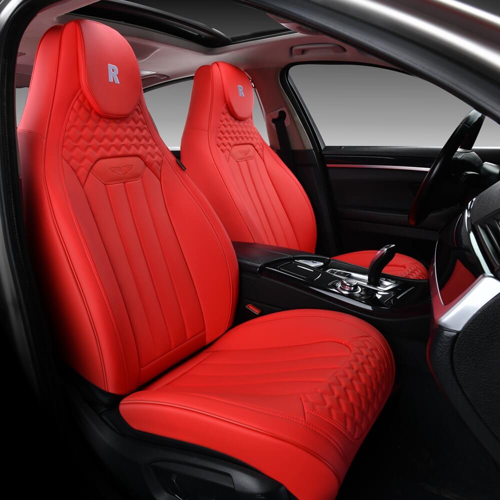 Coverado 5 Seats Full Set Seat Covers Front and Back Premium Faux Leather Seats Universal Fit