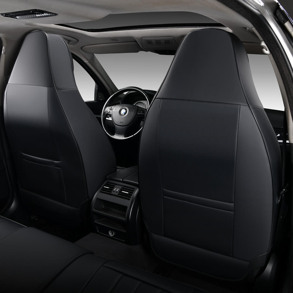 Coverado Front Seat Covers for Cars Premium Faux Leather 2Pcs Driver Passenger Seat Protectors Universal Fit