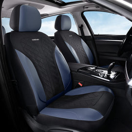 Coverado Front Seat Covers for Cars PU Leather & Fabric Breathable Comfort Auto Seats Universal Fit
