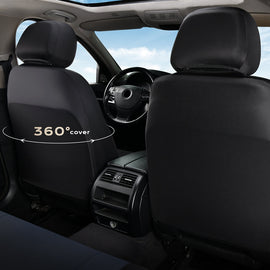 Coverado Front Seat Covers for Cars PU Leather & Fabric Breathable Comfort Auto Seats Universal Fit
