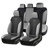 Coverado 5 Full Set Front and Back Auto Seat Covers PU Leather & Fabric Breathable Car Seats Universal Fit