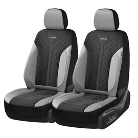 Coverado Front Seat Covers for Cars PU Leather & Mesh Fabric Breathable Comfort Auto Seats Universal Fit