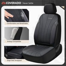 Load image into Gallery viewer, Coverado 2-Seat Car Front and Passenger Seat Covers Faux Leather &amp; Fabric Water Resistant Auto Seat Protectors Universal Fit