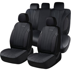 Coverado Car Front and Back Seat Covers PU Leather & Fabric Water Resistant Auto Seat Protectors Universal Fit