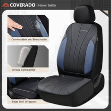 Load image into Gallery viewer, Coverado 2-Seat Car Front and Passenger Seat Covers Faux Leather &amp; Fabric Water Resistant Auto Seat Protectors Universal Fit