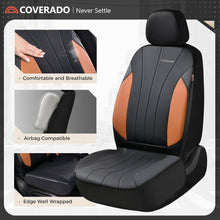 Load image into Gallery viewer, Coverado 2-Seat Car Front and Passenger Seat Covers Faux Leather &amp; Fabric Water Resistant Auto Seat Protectors Universal Fit