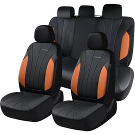 Coverado 5 Sests Car Seat Covers Full Set Faux Leather & Fabric Water Resistant Auto Seat Protectors Universal Fit