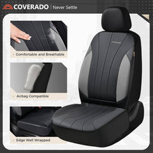 Load image into Gallery viewer, Coverado 2-Seat Car Front and Passenger Seat Covers Faux Leather &amp; Fabric Water Resistant Auto Seat Protectors Universal Fit
