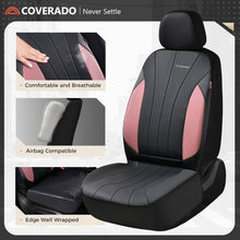 Load image into Gallery viewer, Coverado 2-Seat Car Front and Passenger Seat Covers Faux Leather &amp; Fabric Water Resistant Auto Seat Protectors Universal Fit