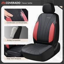 Load image into Gallery viewer, Coverado 2-Seat Car Front and Passenger Seat Covers Faux Leather &amp; Fabric Water Resistant Auto Seat Protectors Universal Fit
